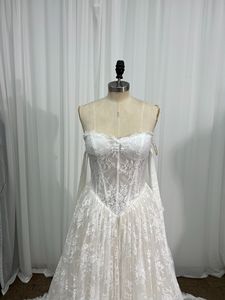Elegante <span class=keywords><strong>Vestido</strong></span> <span class=keywords><strong>de</strong></span> <span class=keywords><strong>Novia</strong></span> Blanco con Encaje, Escote en Forma <span class=keywords><strong>de</strong></span> Corazón y Cola Larga, Estilo Formal - Product Image 3