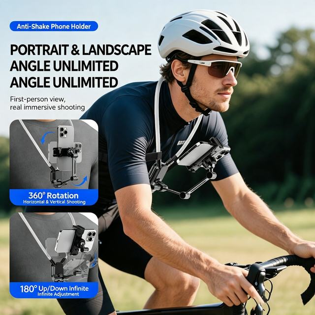 POV Neck Hanging Chest Phone Holder, Wearable Vlog Bracket for Cycling Outdoor Live Streaming, Fits Smartphone & Action Camera