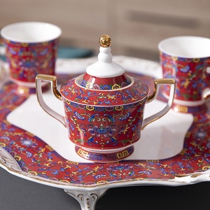 The Manufacturer Promotes European Red Enamel Color Afternoon Tea Ceramic Coffee <b>Set</b> - Product Image 6