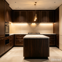 Ensemble de meubles de cuisine modulaires contemporains en placage de bois, à assembler soi-même (RTA), avec évier, écologiques, ignifuges, unités de rangement en kit