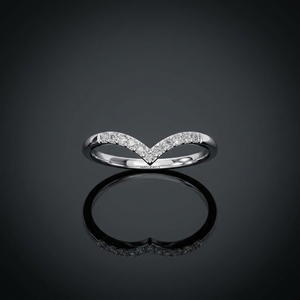 Elegante Anillo de Boda con Diamante Redondo Cultivado en Laboratorio, Forma de V Curva, Chapado en Rodio, Oro de 10K, 14K, 18K, Plata 925, 935, Regalo para Fiesta - Product Image 1
