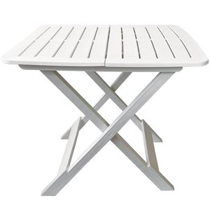 <b>Folding</b> Garden <b>Table</b> 79x72x70 Cm White Plastic <b>Outdoor</b> Camping <b>Table</b> Space Saving Easy To Use - Product Image 4