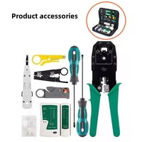 Kit d'outils réseau 11 pièces comprenant un testeur de réseau, des capuchons de sertissage RJ45, un kit combiné d'outils; Ensemble de pinces à sertir pour câbles Cat