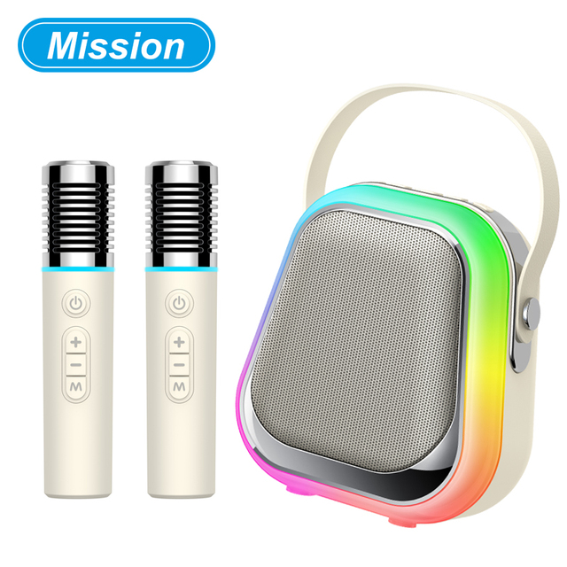 K18 Mini Karaoke Machine Toy for Kids Portable Wireless Speaker with 2 Wireless Mics & Colorful RGB Lights