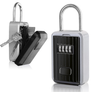 Coffre-fort en alliage d'aluminium noir, Portable, de grande capacité, étanche, anti-poussière, boîte de rangement de <span class=keywords><strong>clés</strong></span> avec poignée, coffre-fort - Product Image 1