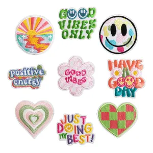 Have a good day inspirational quotes twill handmade embroidery iron on patches