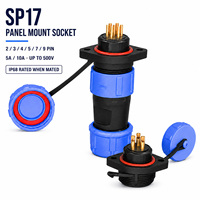 Conector Circular Impermeable IP68 SP17 500V 10A 5A, Enchufe de Montaje en Panel Industrial, Macho y Hembra, 2, 3, 4, 5, 7, 9 Pines