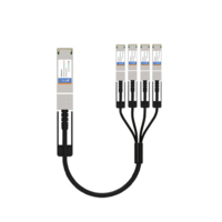 Cable de distribución de cobre pasivo de 1m, 100G QSFP28 4x 25G NRZ 25G SFP28 10G SFP+ DAC Pasivo 40G QSFP+ a 4 X 10G SFP+