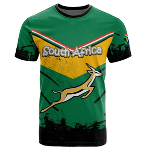 Bestselling Custom Wholesale South Africa Country Custom Flag 3D Printed Short Sleeve T Shirt Flag T-Shirt for Promotional