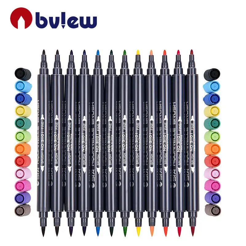 12 видов цветов нетоксичные цветные ручки на водной основе с двумя наконечниками
