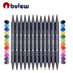 Оптовые продажи цвет тонких линий вкладыш для рисования акварельными красками и гуашью, кисточка для ручки-12 видов цветов нетоксичные цветные ручки на водной основе с двумя наконечниками