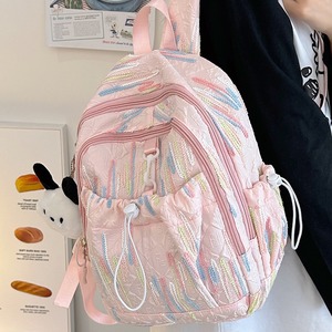 Cute Mini <b>Backpack</b> For Girls 13 Inches Stripe Pattern School Education Interior Zipper Pocket Detachable Straps - Product Image 1
