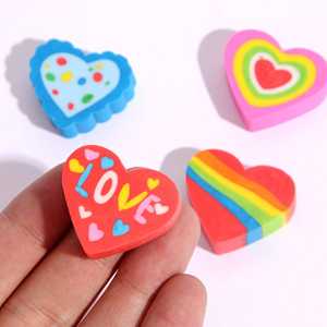 Soododo gran oferta colorido regalo en forma de corazón hermoso lápiz <span class=keywords><strong>2D</strong></span> corazón goma borrador Oficina Topper Top - Product Image 2