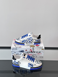 Nouvelles tendances mode homme et femme 2026 : Chaussures décontractées Gabbna en maille plate bleue avec lacets bleus et motif graffiti cœur bleu - Product Image 2