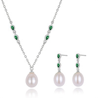 Collier en argent sterling 925 personnalisé avec zircon vert, collier statement en or, collier avec pendentif perle