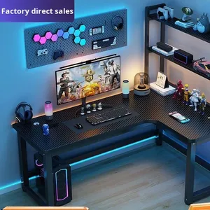 Scrivania da Gaming Moderna in Metallo a Forma di L con Libreria per Casa e Ufficio - Product Image 5