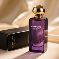 Bouteille de parfum de haute qualité en verre vide 30ml 50ml 100ml bouteille de parfum de luxe violet couvercle en or avec boîte