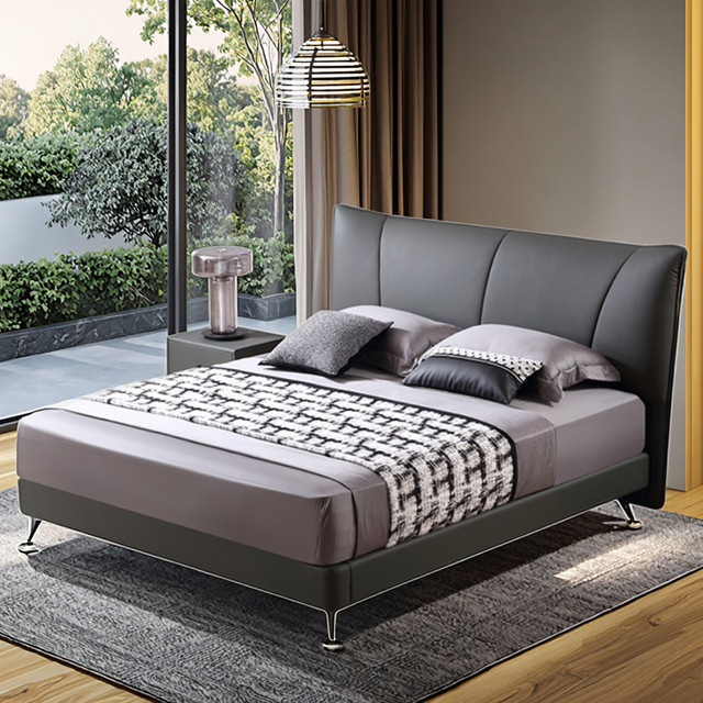 Italian Designer Modern California Leather Bedroom Luxury Queen King Frame Bed with Upholstered Storage Soft Style Bed