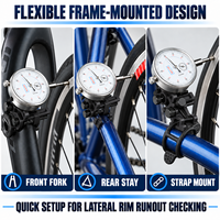 Kit d'outils de redressage de roues de vélo portable 3 pièces avec indicateur de tension des rayons et clé à rayons 3 tailles