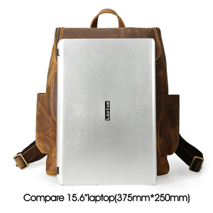 Nhà Máy Cung Cấp Túi Da Bán Sỉ Ba Lô Máy Tính Xách Tay Da Ngựa Điên Hàng Đầu 15 Inch Ba Lô Da Thật - Product Image 4