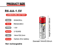 Batería R6 de Doble A de 1.5 V, Ultra Resistente, N.° 5 AA, de Carbono, Libre de Mercurio y Cadmio