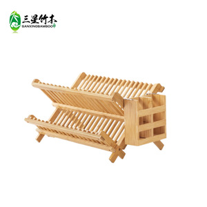 Bamboo and wood dish <b>rack</b>, kitchen drainer, household sink dish <b>rack</b>, dish cabinet <b>plate</b> <b>rack</b>, dish strainer - Product Image 2