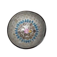 Ensemble de bol en coquille de noix de coco de luxe du Vietnam plaque ronde incrustée de nacre pour mariage ou camping de haute qualité