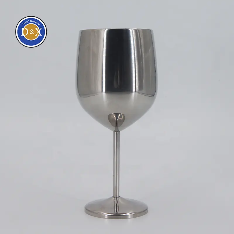 Custom High Quality Metal Cocktail Glass Wine Goblet Double Wall Silver Stainless Steel Wine Glass