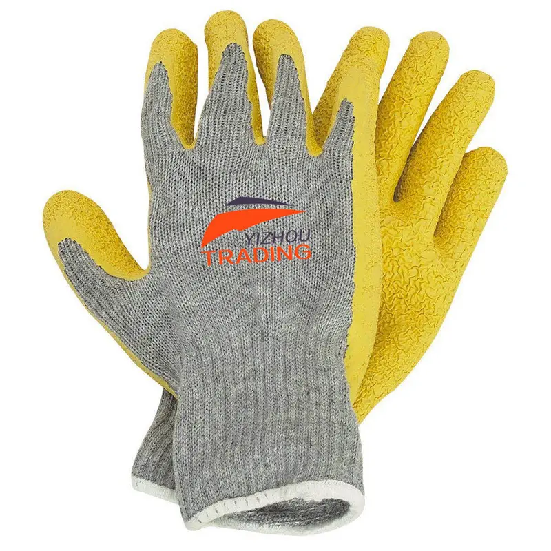 Premium quality Safety 10 gauge polyester wrinkle latex coating work gloves