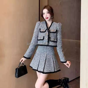 Abito elegante stile Party autunno e inverno piccolo profumo da <span class=keywords><strong>donna</strong></span> moda <span class=keywords><strong>leggera</strong></span> abbigliamento <span class=keywords><strong>donna</strong></span> Tweed abito abito abito abito di Tweed - Product Image 3