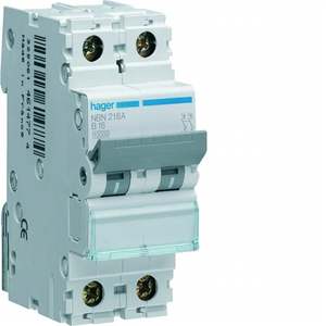 NBN216A ปรับแต่งได้ด้วยเซอร์กิตเบรกเกอร์ขนาดเล็ก Hagers 10000A 15kA 2P ค่าความโค้ง B 16A 2M - Product Image 1