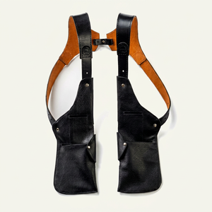 Sac à bandoulière tactique FAZMAX en cuir véritable noir, unisexe, avec doublure en cuir véritable, fermeture éclair, sangle détachable - Product Image 1