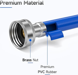 Tuyaux universels anti-éclatement pour machine à laver, eau chaude et froide, lot de 2, en caoutchouc, avec raccords filetés de 3/4 pouces - Product Image 4