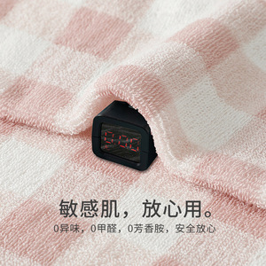 Toalla Facial a Cuadros de Algodón Puro 34x74cm, Suave, Absorbente, Agradable para la Piel, Uso Doméstico, Rectangular, Tejida, Gris Claro y Rosa - Product Image 4