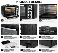 Mini-four électrique 48L avec rôtissoire et boîtier métallique pour la cuisson, la torréfaction et le réchauffement (français et néerlandais)
