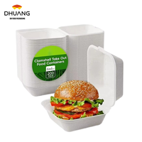 Cajas de Hamburguesas de Lujo de Doble Capa, Papel Kraft con Revestimiento de Aluminio para Restaurantes Gourmet, Caja para Hamburguesas, Caja Marrón