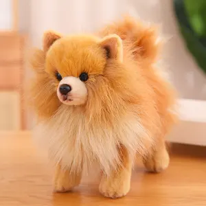 Индивидуальный логотип от производителя, милый Померанский чучел щенка, Реалистичная плюшевая игрушка для собак