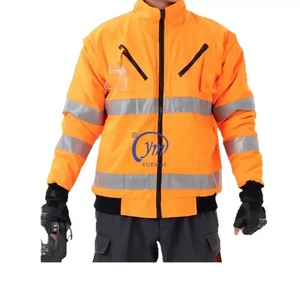Veste de travail réfléchissante haute visibilité pour homme, personnalisable avec logo, résistante à l'usure, grande taille, multi-poches, imperméable, en polaire - Product Image 1