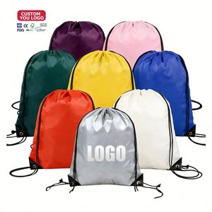 Custom Large Folding Soft Foldable <b>Drawstring</b> <b>Backpack</b> with Shoe Compartment for Sports & Gym Use - Product Image 1
