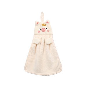 Serviette à main en forme de cochon mignon, en polaire corail, à séchage rapide, pour la cuisine, à suspendre, pour usage domestique - Product Image 5