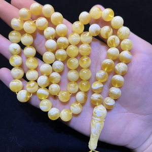 Gioielli in <span class=keywords><strong>ambra</strong></span> naturale <span class=keywords><strong>pietra</strong></span> ambrata russa fatta perline di <span class=keywords><strong>ambra</strong></span> perline gialle e bianche 10-14mm perline di preghiera musulmane pulite di alta qualità - Product Image 5
