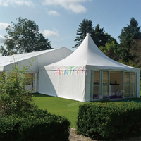 6x6m belle tente de chapiteau en aluminium de haute qualité tente de fête d'événement tente de pagode extérieure à crête élevée avec panneaux latéraux amovibles