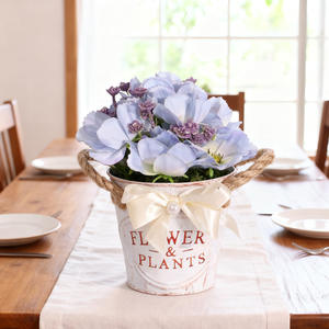 Bouquet de fleurs artificielles de <span class=keywords><strong>cerisier</strong></span> et de phalaenopsis en pot, style pastoral, pour décoration de bureau et de maison - Product Image 3