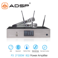 Système de sonorisation professionnel amplificateur de Microphone 3-en-1 multifonction DSP numérique avant scène réverbérateur 2*300W métal pour