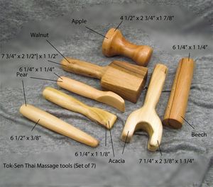 Juego de 7 masajeadores Tok <span class=keywords><strong>Sen</strong></span>, herramientas de masaje tailandés, mango de madera, liberación de músculos corporales, masajeador de acupuntura facial para relajación profunda - Product Image 2