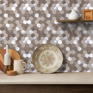 Carreaux hexagonaux adhésifs <span class=keywords><strong>marron</strong></span> argenté Vivid Tiles pour crédence, installation facile, à peler et coller, pour la décoration murale de cuisine et salle de bain - Product Image 6