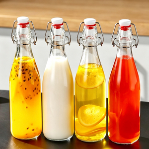 Bouteille en verre transparente avec bouchon à bascule de 500 ml, 750 ml, 1 L pour bière, jus, kombucha – Vente en gros, échantillon gratuit - Product Image 5