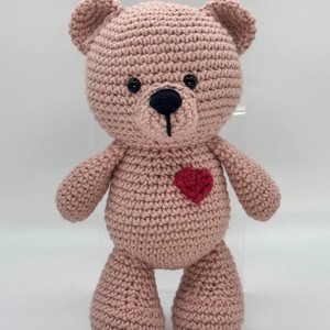 <span class=keywords><strong>Orsetto</strong></span> di peluche personalizzato fatto a mano, <span class=keywords><strong>amigurumi</strong></span> all'uncinetto, bambole di peluche vintage con cuore - Product Image 3