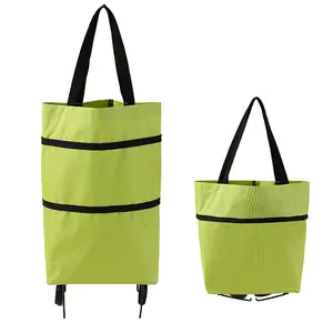 Custom LOGO Shopping Driver Vegetable Car Home Portable Small Supermarket Trolley Bag with Wheels Foldable Tug Bag