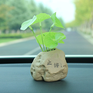 Pennywort Artificial Plant <b>Ceramic</b> <b>Pot</b> Car Ornament Indoor Decor High Simulation Leaves - Product Image 3